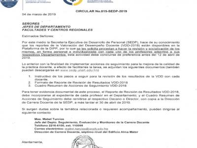 CIRCULAR No.15-SEDP-2019